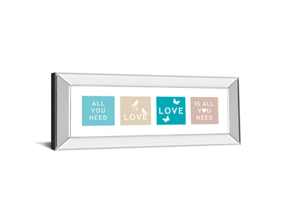 Words Of Kindness Il By The Vintage Collection - Mirror Framed Print Wall Art - Blue