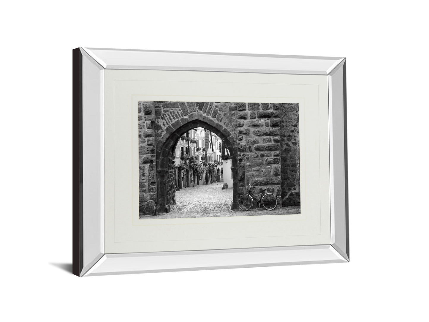 Bicycle Of Riquewihr By Monte Nagler - Mirror Framed Print Wall Art - Dark Gray