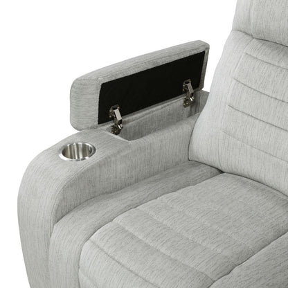 Ronan - Double Reclining Loveseat With Center Console, Wireless Speakers, Storage Arms, Cup Holders And Led - Gray