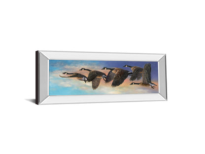 Ascent By Carolyn Mock - Mirror Framed Print Wall Art - Light Blue