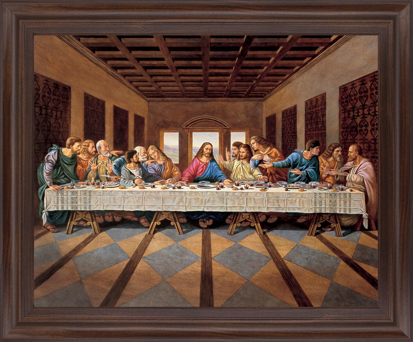 Renaissance Gathering - 28" x 34" Framed Wall Art - Dark Brown