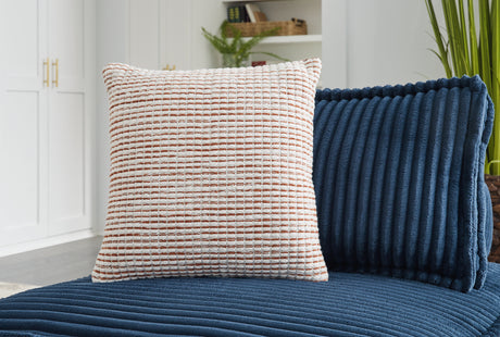 Furniture City - MS - Ashley Furniture - Nashlin Pillows - Pillow (4/CS) / White/Rust - A1001038