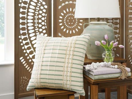 Furniture City - MS - Ashley Furniture - Rowton Pillows - Pillow (4/CS) / White/Green - A1001072