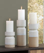 Furniture City - MS - Ashley Furniture - Hurston Candle Holder - Candle Holder Set (3/CN) / Ivory/Brown - A2000583