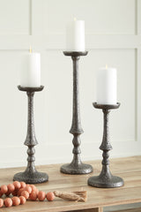Furniture City - MS - Ashley Furniture - Eravell Candle Holder - Candle Holder Set (3/CN) / Pewter Finish - A2000584