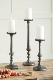 Furniture City - MS - Ashley Furniture - Eravell Candle Holder - Candle Holder Set (3/CN) / Pewter Finish - A2000584