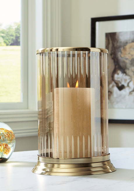 Furniture City - MS - Ashley Furniture - Aavinson Candle Holder - Candle Holder / Amber/Gold Finish - A2000688