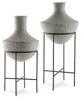 Furniture City - MS - Ashley Furniture - Estonbank Vase - Vase Set / Distressed Cream - A2000747A1