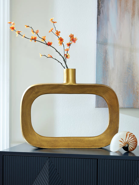 Furniture City - MS - Ashley Furniture - Lawtonville Vase - Vase / Antique Gold Finish - A2000751