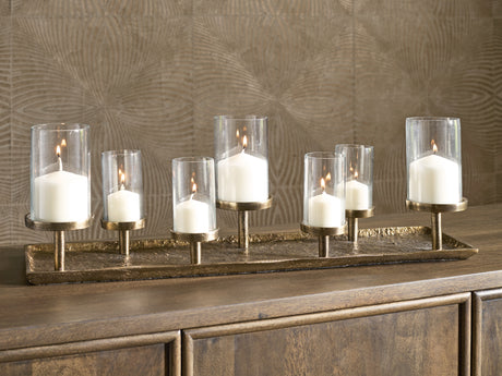 Furniture City - MS - Ashley Furniture - Wallmond Candle Holder - Candle Holder / Antique Brass Finish - A2000820