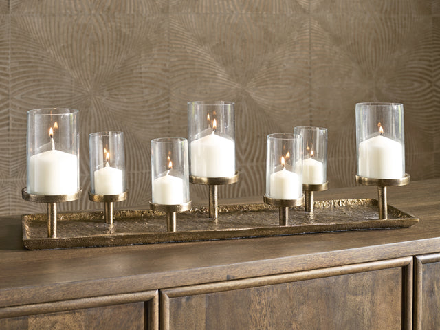 Furniture City - MS - Ashley Furniture - Wallmond Candle Holder - Candle Holder / Antique Brass Finish - A2000820