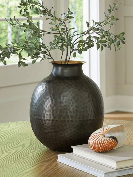 Furniture City - MS - Ashley Furniture - Woody Vase - Vase / Pewter/Gold Finish - A2000844