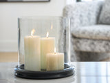 Furniture City - MS - Ashley Furniture - Saskia Candle Holder - Candle Holder / Clear/Beige - A2000847