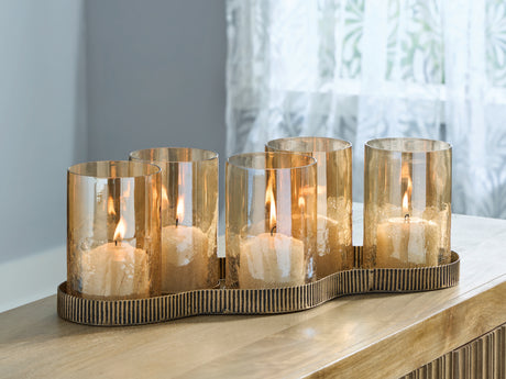 Furniture City - MS - Ashley Furniture - Evereton Candle Holder - Candle Holder / Antique Gold Finish - A2000856
