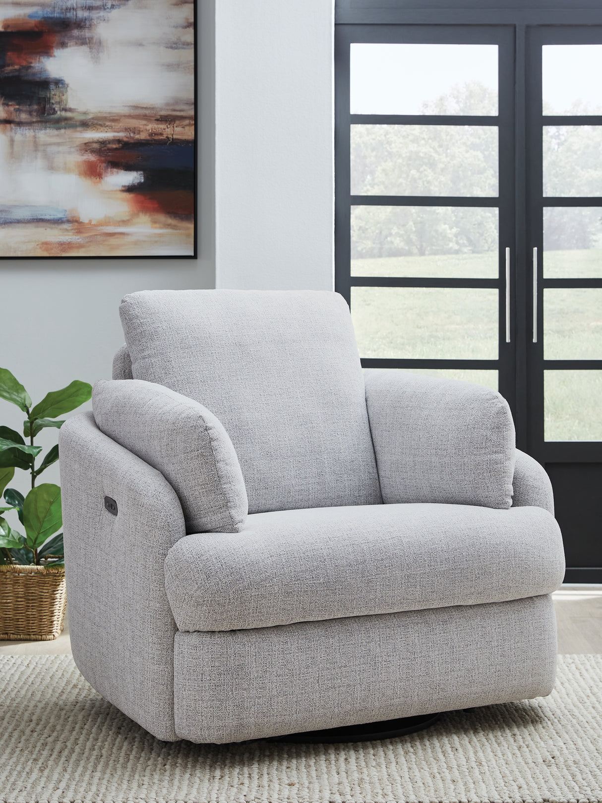 Furniture City - MS - Ashley Furniture - Alainmont Next-Gen Nuvella Swivel Power Recliner - Swivel Power Recliner / Stone - A3000739