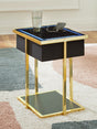 Furniture City - MS - Ashley Furniture - Rexwell Accent Table with Speaker - Accent Table with Speaker / Black/Gold Finish - A4000681