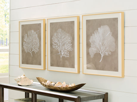 Furniture City - MS - Ashley Furniture - Hendridge Wall Decor - Wall Art Set (3/CN) / Taupe/White - A8000486