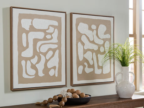 Furniture City - MS - Ashley Furniture - Waldett Wall Decor - Wall Art Set (Set of 2) / Beige/White - A8000503