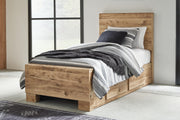 Furniture City - MS - Ashley Furniture - Hyanna Bedroom - Twin Panel Bed with 2 Side Storage / Tan Brown - B1050B28