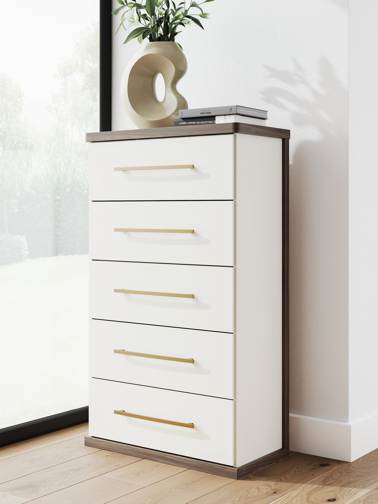 Furniture City - MS - Ashley Furniture - Kendanport Bedroom - Five Drawer Chest / Brown/White - PCB1108-46
