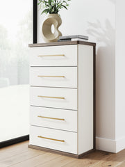Furniture City - MS - Ashley Furniture - Kendanport Bedroom - Five Drawer Chest / Brown/White - PCB1108-46