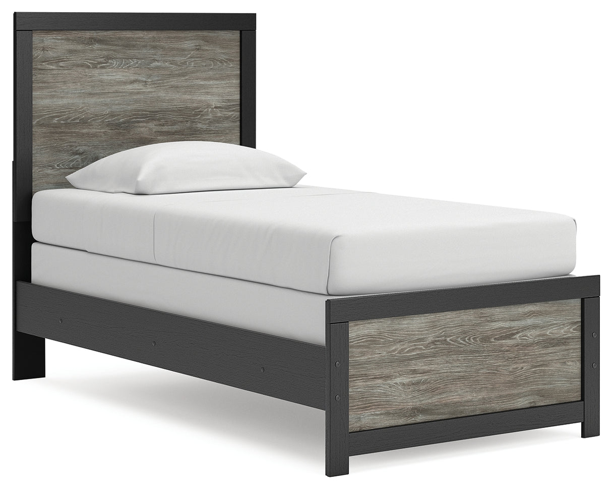 Furniture City - MS - Ashley Furniture - Broachmyn Bedroom - Twin Panel Bed / Black/Gray - PCB1118B8