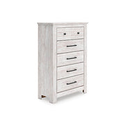 Furniture City - MS - Ashley Furniture - Makidern Bedroom - Five Drawer Chest / Whitewash - PCB1171-46