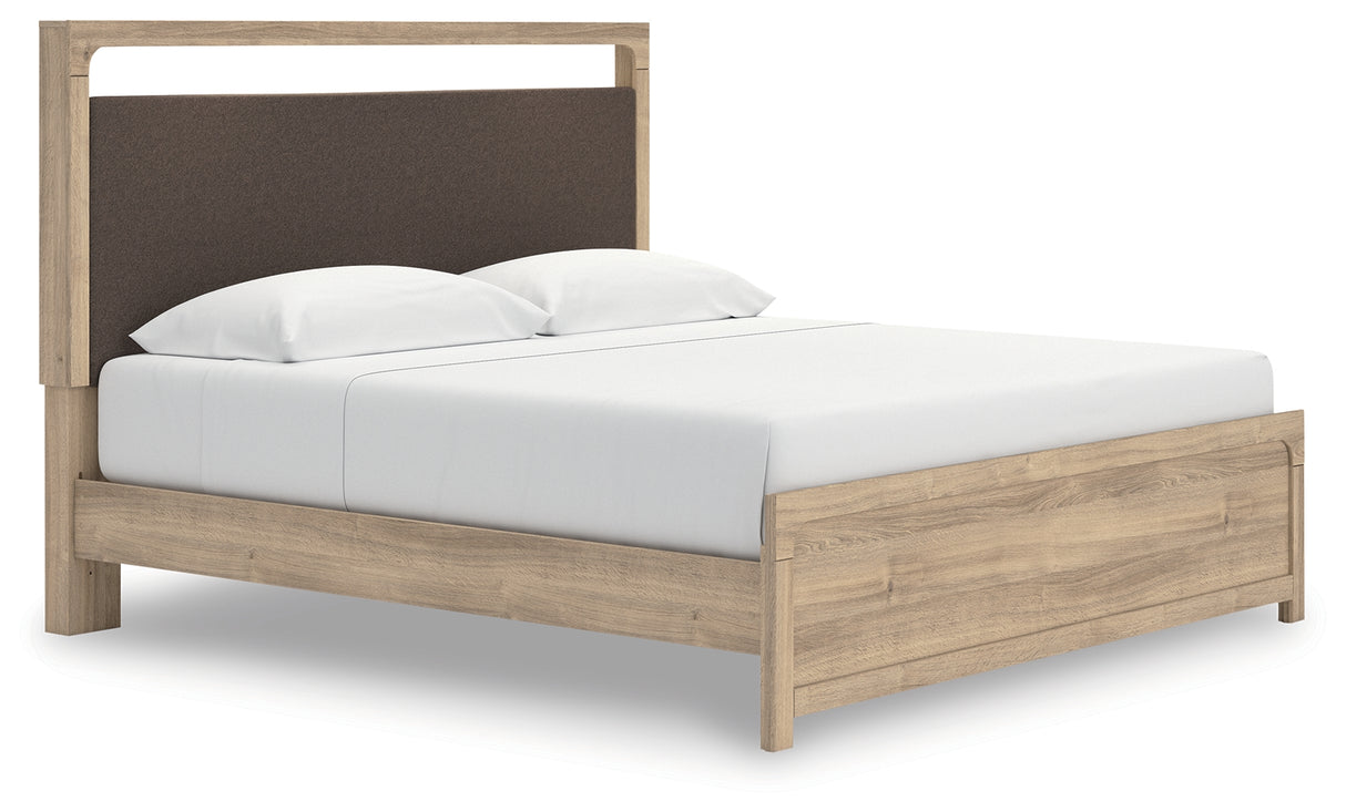 Furniture City - MS - Ashley Furniture - Kinlanni Bedroom - King Upholstered Platform Bed / Tan - PCB1360B16