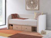 Furniture City - MS - Ashley Furniture - Arloster Bedroom - Twin Upholstered Day Bed with Storage / Tan/White - PCB1566B9