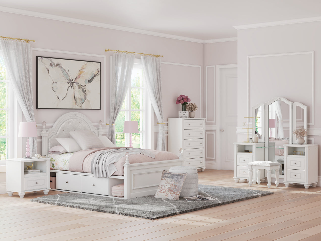 Furniture City - MS - Ashley Furniture - Kozlani Bedroom - One Drawer Night Stand / White - PCB1819-91