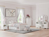 Furniture City - MS - Ashley Furniture - Kozlani Bedroom - Twin Upholstered Panel Storage Bed / White - PCB1819B9