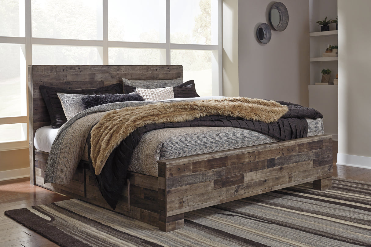 Furniture City - MS - Ashley Furniture - Derekson Bedroom - Queen Panel Bed with 2 Side Storage / Multi Gray - B200B43