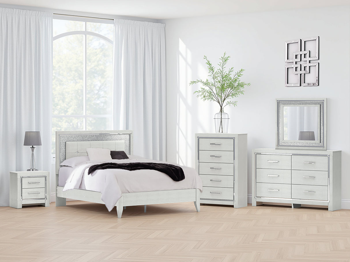 Furniture City - MS - Ashley Furniture - Zyniden Bedroom - Queen Upholstered Panel Bed / Silver - B2114B2