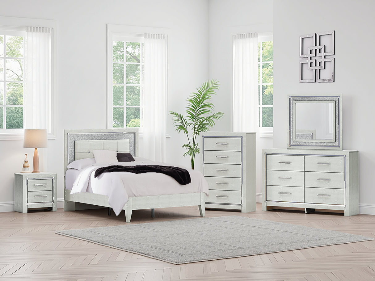 Furniture City - MS - Ashley Furniture - Zyniden Bedroom - Full Upholstered Panel Bed / Silver - B2114B4