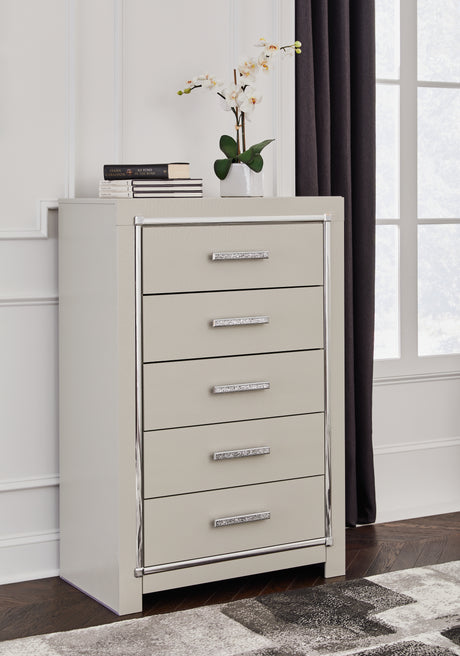Furniture City - MS - Ashley Furniture - Zyniden Bedroom - Queen Upholstered Panel Bed / Silver - B2114B2