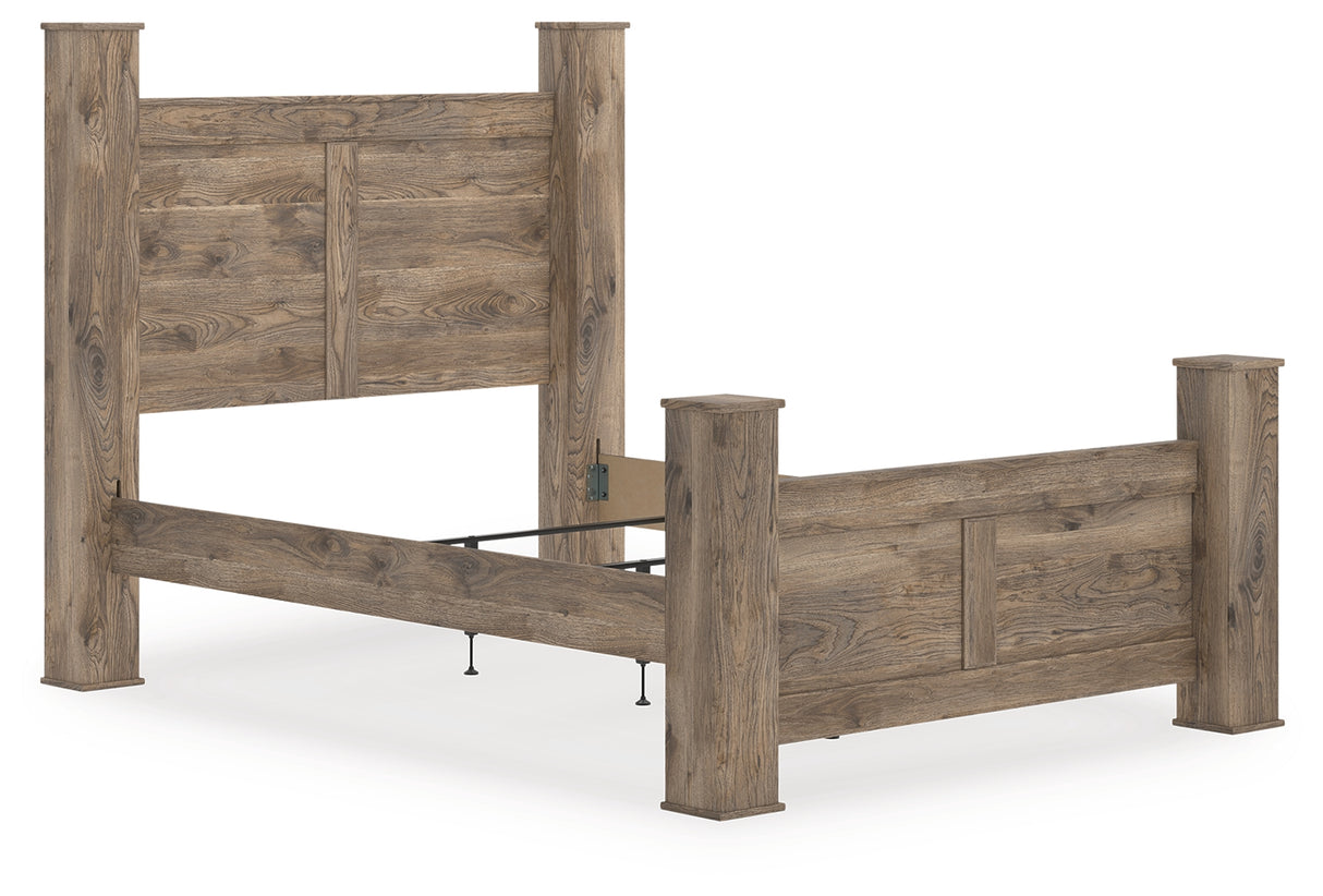 Furniture City - MS - Ashley Furniture - Rusticott Bedroom - Queen Poster Bed / Brown - PCB2260B4