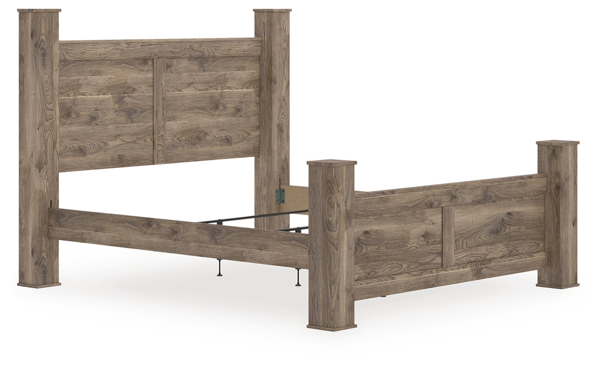 Furniture City - MS - Ashley Furniture - Rusticott Bedroom - King Poster Bed / Brown - PCB2260B7