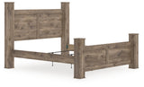 Furniture City - MS - Ashley Furniture - Rusticott Bedroom - King Poster Bed / Brown - PCB2260B7