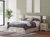 Furniture City - MS - Ashley Furniture - Lawroy Bedroom - Queen Panel Storage Bed / Light Natural - B2310B9
