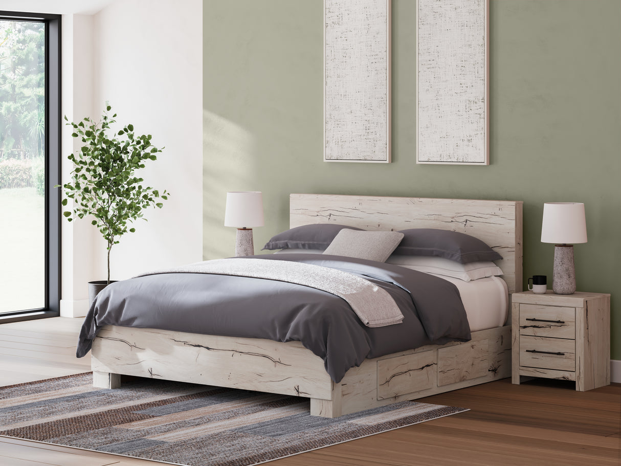 Furniture City - MS - Ashley Furniture - Lawroy Bedroom - King Panel Bed with Storage / Light Natural - B2310B13