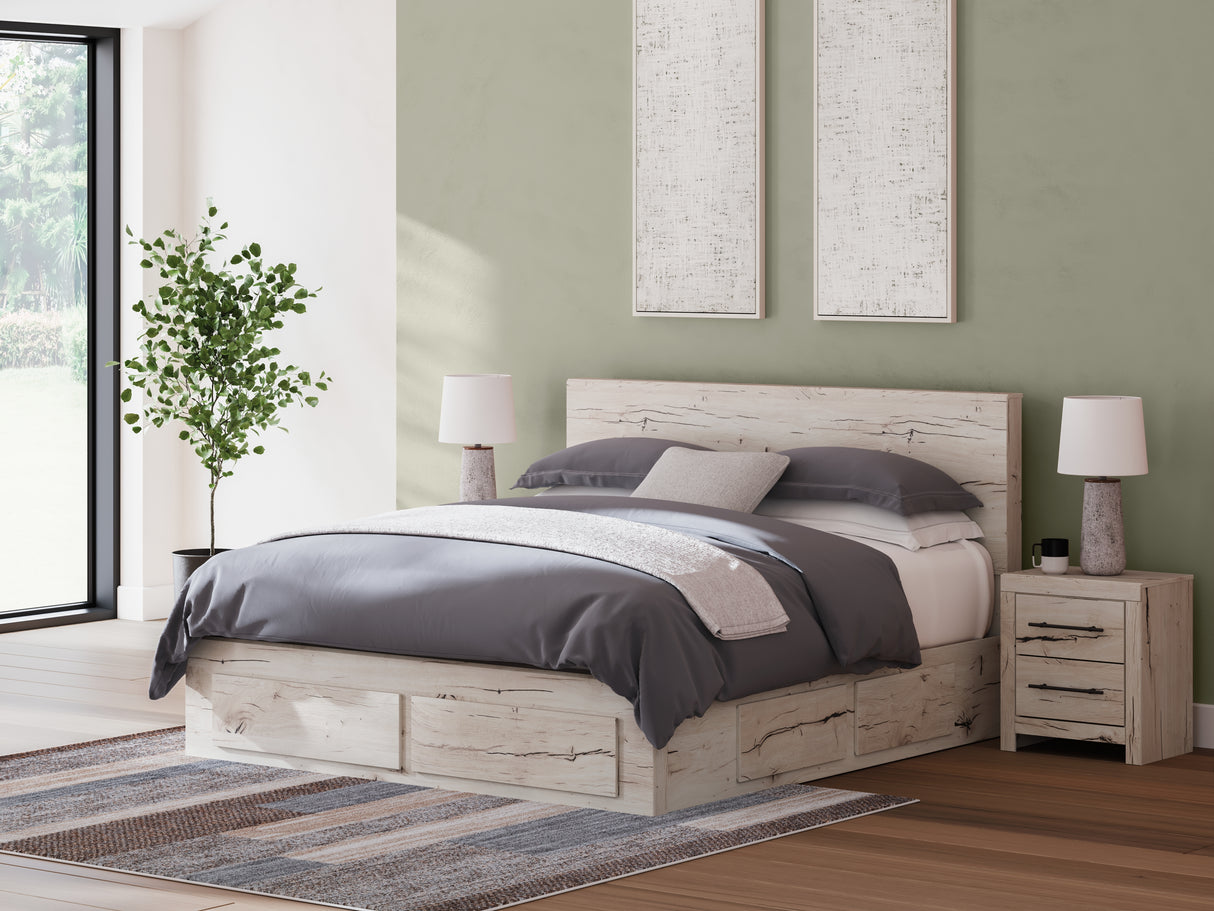 Furniture City - MS - Ashley Furniture - Lawroy Bedroom - King Panel Storage Bed / Light Natural - B2310B14