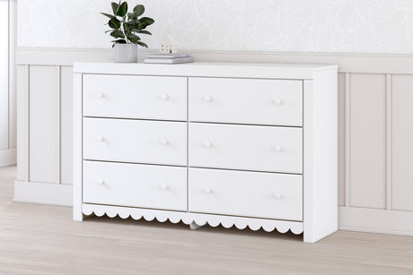 Furniture City - MS - Ashley Furniture - Mollviney Bedroom - Six Drawer Dresser / White - B2540-31