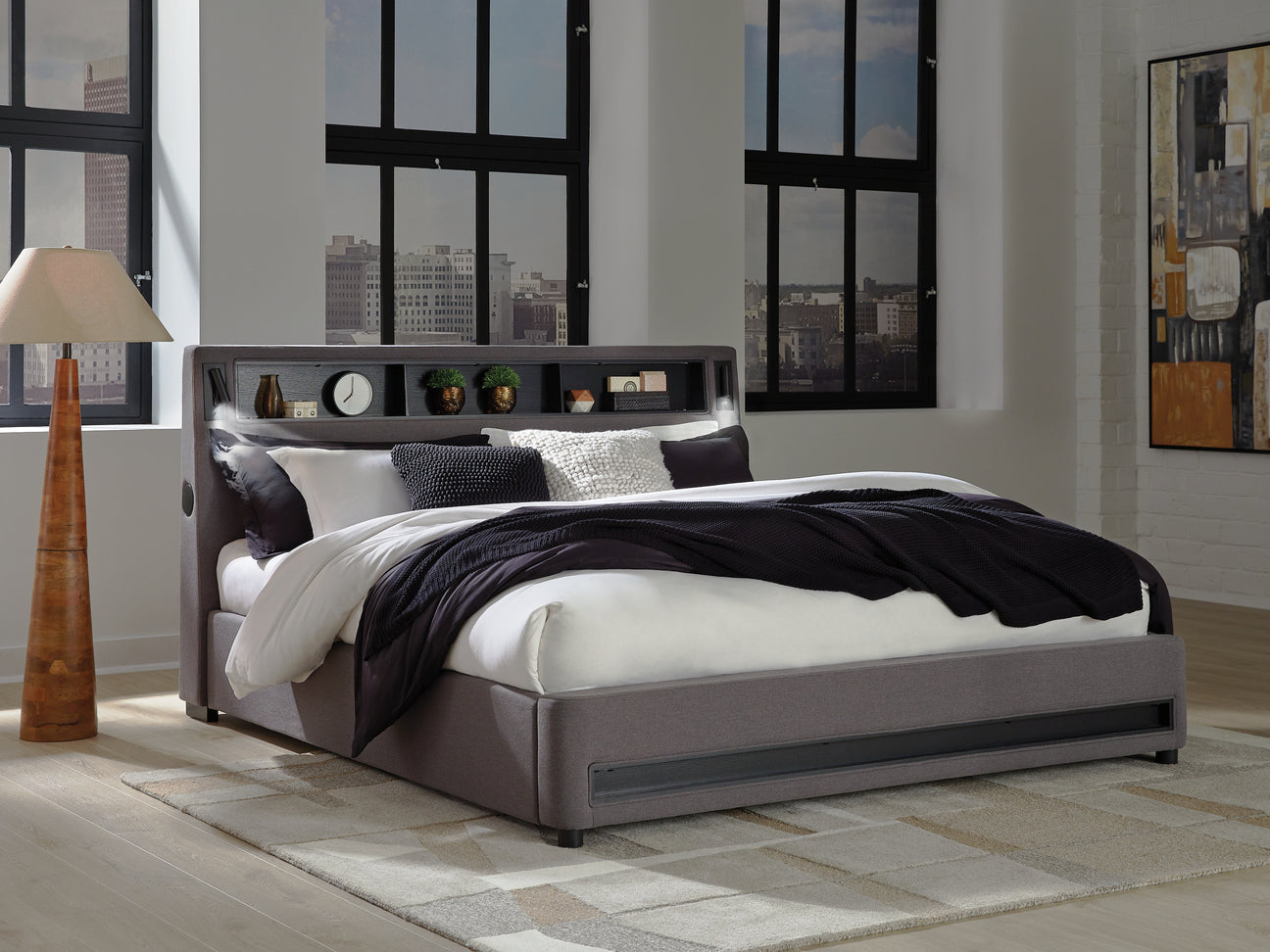 Furniture City - MS - Ashley Furniture - Verishaw Bedroom - California King Upholstered Bed / Gray - PCB2721B22