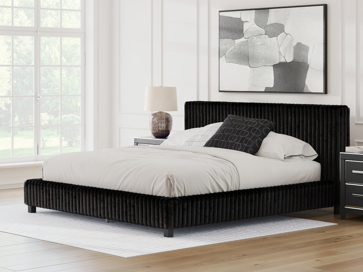 Furniture City - MS - Ashley Furniture - Zuraleus Bedroom - King Upholstered Bed / Black - PCB3380B13