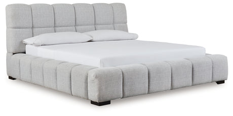 Furniture City - MS - Ashley Furniture - Grendusk Bedroom - Queen Upholstered Bed / Light Gray - PCB584B1