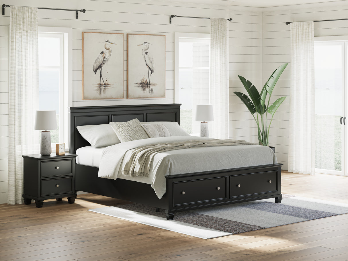 Furniture City - MS - Ashley Furniture - Lanolee Bedroom - California King Panel Storage Bed / Black - B687B20