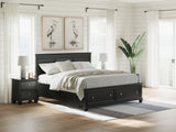 Furniture City - MS - Ashley Furniture - Lanolee Bedroom - California King Panel Storage Bed / Black - B687B20