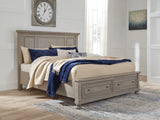 Furniture City - MS - Ashley Furniture - Lettner Bedroom - King Panel Storage Bed / Light Gray - B733B33