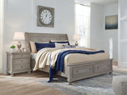 Furniture City - MS - Ashley Furniture - Lettner Bedroom - California King Sleigh Bed with 2 Storage Drawers / Light Gray - B733B9