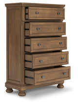 Furniture City - MS - Ashley Furniture - Feddinger Bedroom - Five Drawer Chest / Medium Brown - PCB779-46